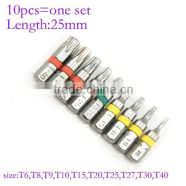 10pcs 25mm 1/4 Inch Hex Shank Torx Head Screwdriver Bits Electric Screwdriver Bits AR-23 photo-2