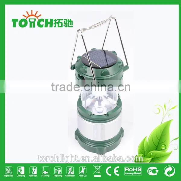 Green Color Rechargeable Lantern ABS Plastic Camping Lantern 3*AA Battery With Solar Charger Camp Lantern Light photo-2
