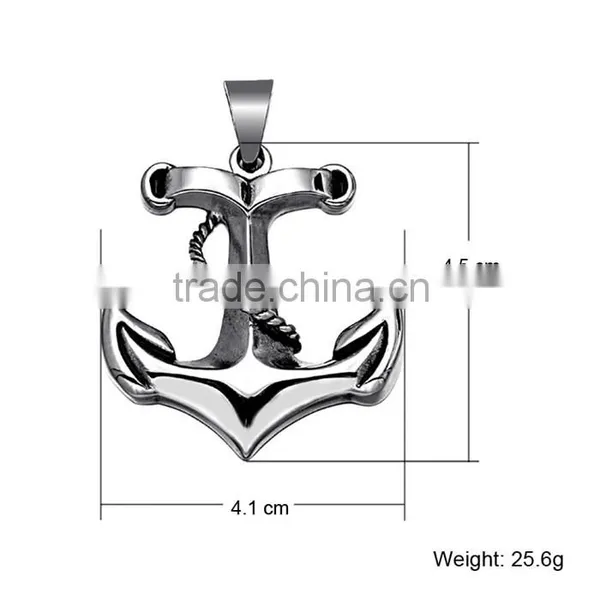 Vintage Punk Style Jewelry JCN0324 Stainless Steel Anchor Necklace Pendant photo-3