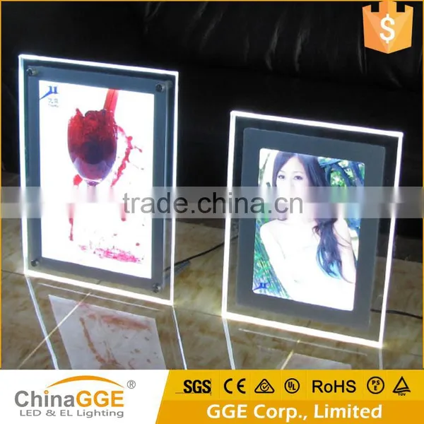 Acrylic Photo Frame LED Crystal Light Box Frameless LED Crystal Light Frame Slim LED Advertising Display Light Frame photo-2
