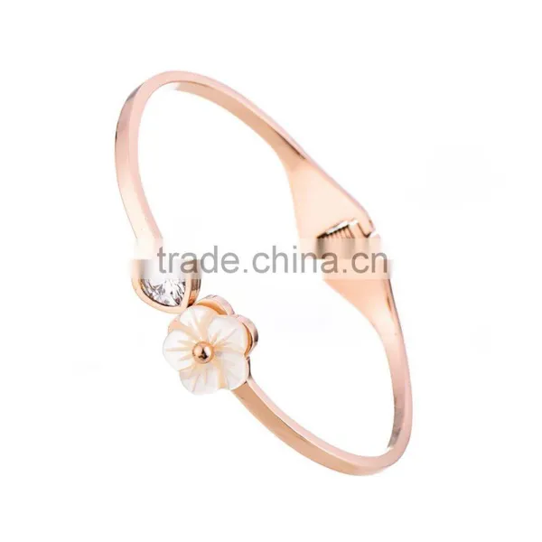 Newest Beautiful Bangle Design Zircon Stainless Steel Bangle photo-3
