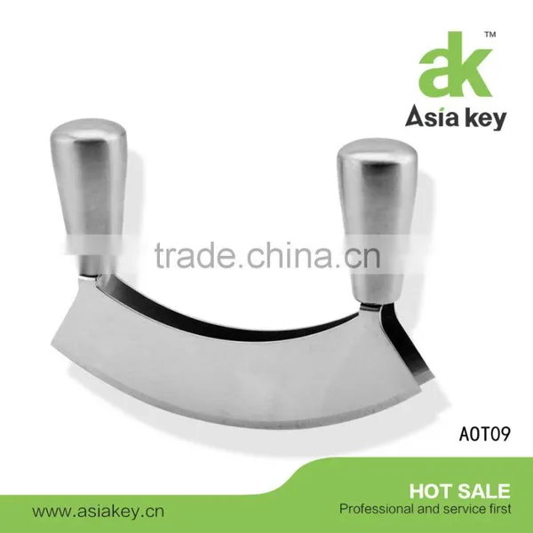 Easy To Grip And Cuts Simple Double Mezzaluna With Black Handles photo-3