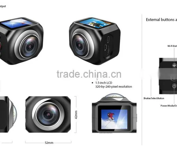 360-degree Video Camera 1440p FHD Wifi 8 Effects ,VR Panoramic Action Camera 2.4G Remote Optinal photo-2