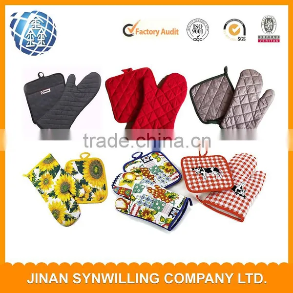 Custom Kitchen Ovem Mitt and Pot Holders 2pcs Kitchen Sets Printing Baking Gloves Set photo-4