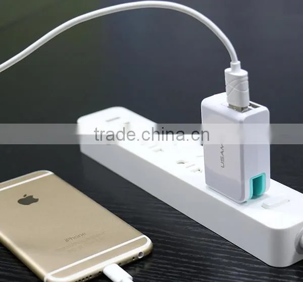 Original USAMS Foldable Square Double USB Fast Charger For Apple / Smartphone / PSP Mobile Phone Travel Charger photo-5