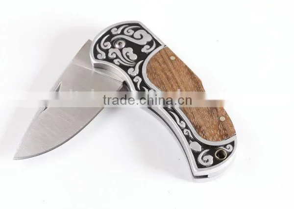 OEM New Design 440C Stainless Steel Pocket Knife With Wood photo-4