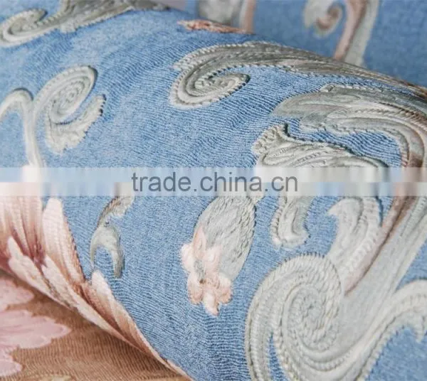 Beautiful Flower Embossed Wallpaper in Blue Color photo-5