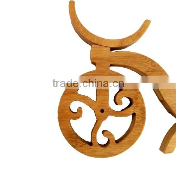 WR012/100% Bamboo Material Hot Sale Bicycle Shaped Bamboo Wine Rack photo-4