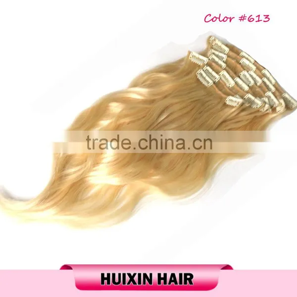 Blonde Cambodian Human Hair Wavy Clip In Hair Extension photo-4