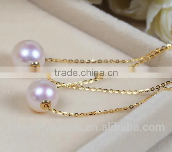 8-8.5mm AAA Natural White 18k Gold Pearl Pendant, Pearl Pendant Designs Gold, Akoya Pearl Pendant photo-3