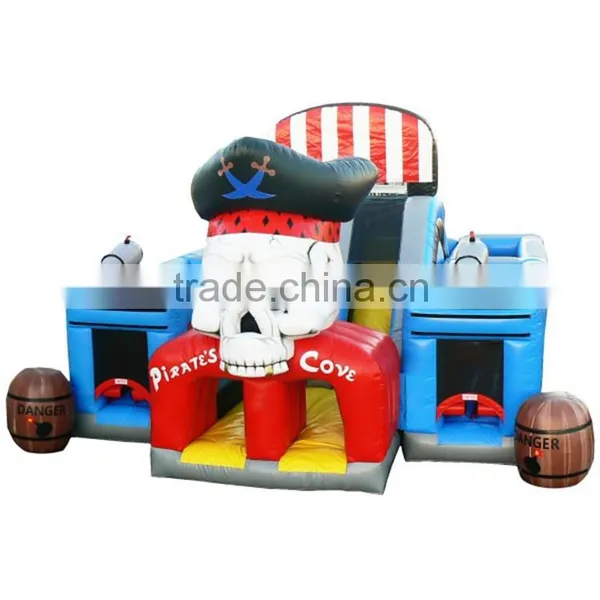 JFOC-351 Pirates Cove Inflatable Obstacle Course 3 Parts Child Bouncing Slide and Obstacle Course photo-3