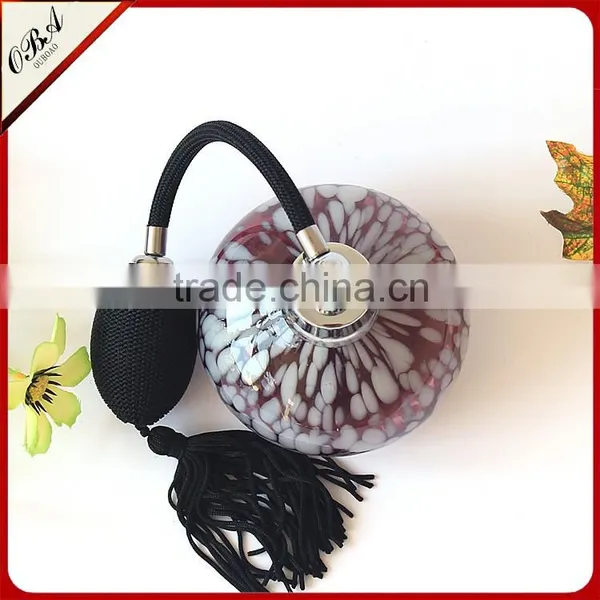 OUBOAO Handmade Circular Shape Purple Glass Airbag Sprayer Pump Perfume Bottle With White Point photo-3