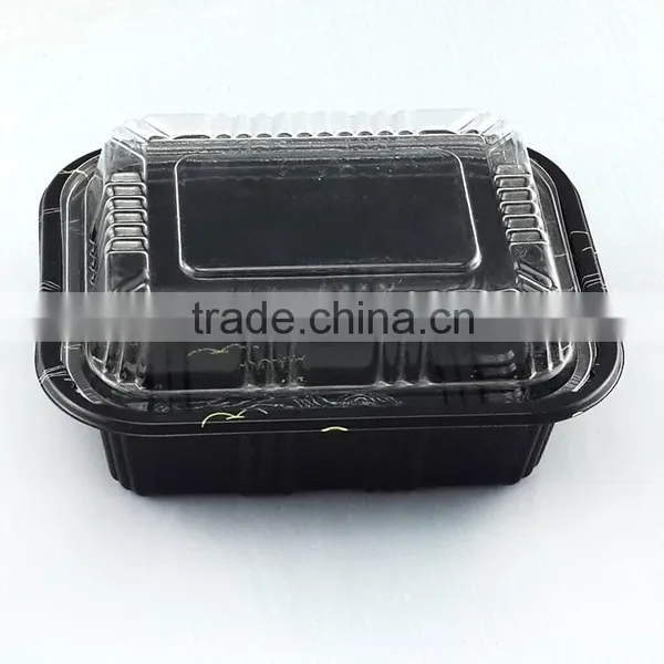 Food Grade Plastic Disposable Black With Lid Container for Take Out Sushi Tray photo-4