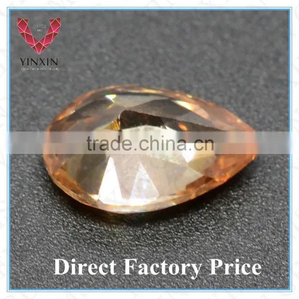 Bottom Price AAA Pear Shape 9x7 Dark Champagne CZ photo-2