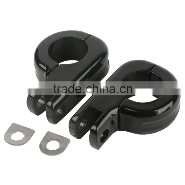 Black FootPeg Mounts for Harley 1 1/4" Engine Guard Highway Crash Bars photo-3