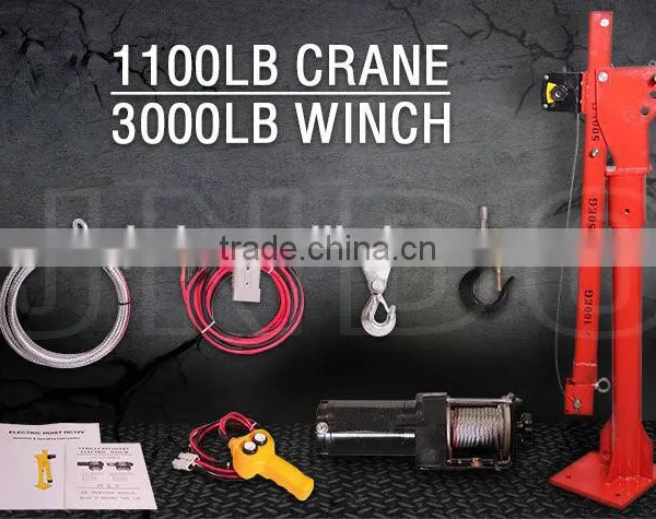 360 Degrees Adjustable 500kg Electric Winch Hoist Truck Crane photo-2
