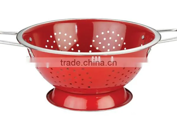 Red Stainless Steel Kitchen Colander For Rinse Vegetables photo-2