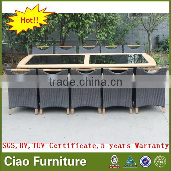 Teak Wood Furniture 10 Seater Large Wooden Dining Table Set photo-2
