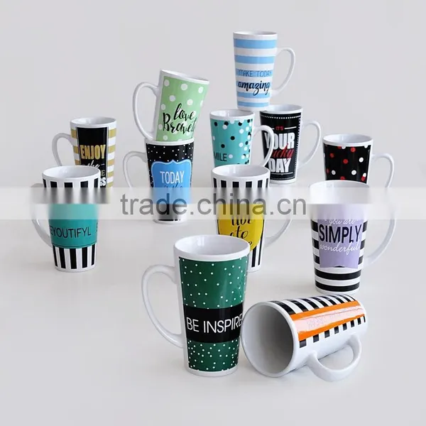 16oz Ceramic Coffee Mug, V-Shape With Decal Printing for Promotion photo-4