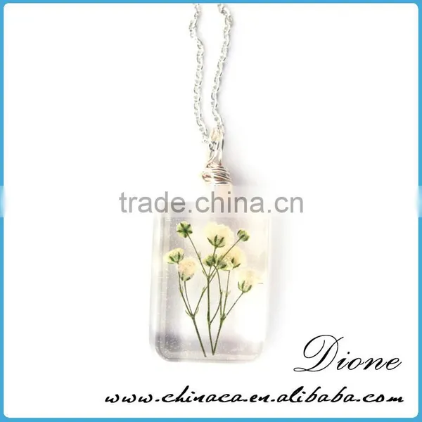 Wholesale Fashion Gifts Jewelry Pressed Real Natural Flower Alloy Resin Necklace photo-5