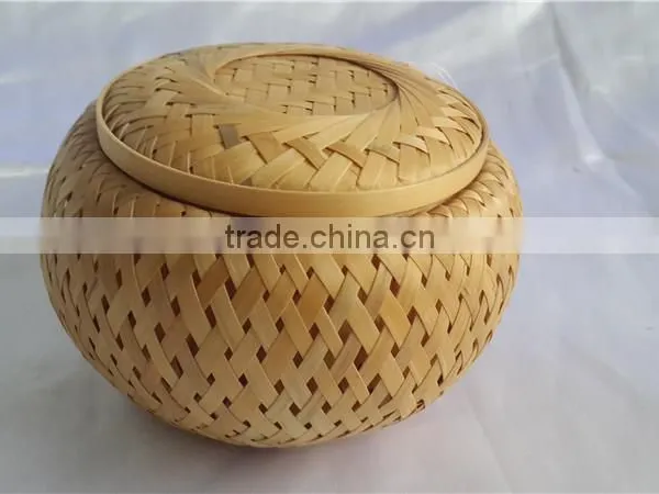 China Style Rouond New Bamboo Weave Casket With Lid S photo-5