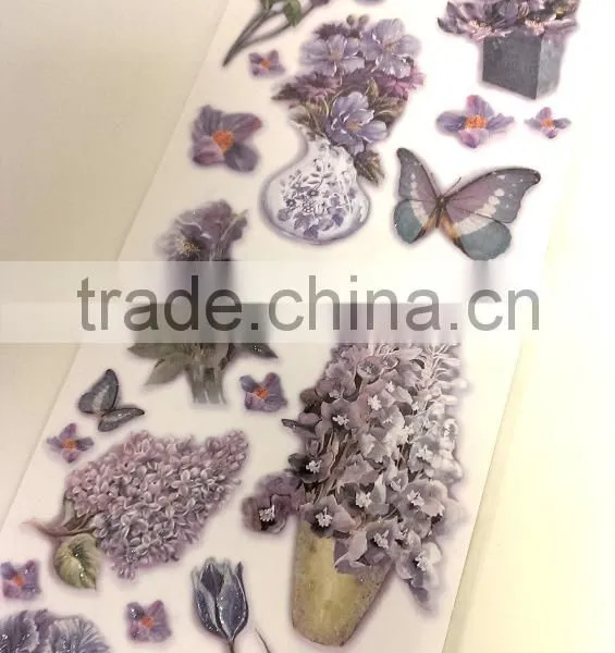 Purple Colorway Tulip & Butterfly Design Sticker, Classic Decorative Shinny Glitter Sticker photo-2