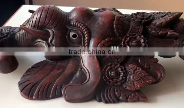 Hand Crafted Wall Hanging Wooden Mask of Hindu Lord Ganesh Nepal photo-2