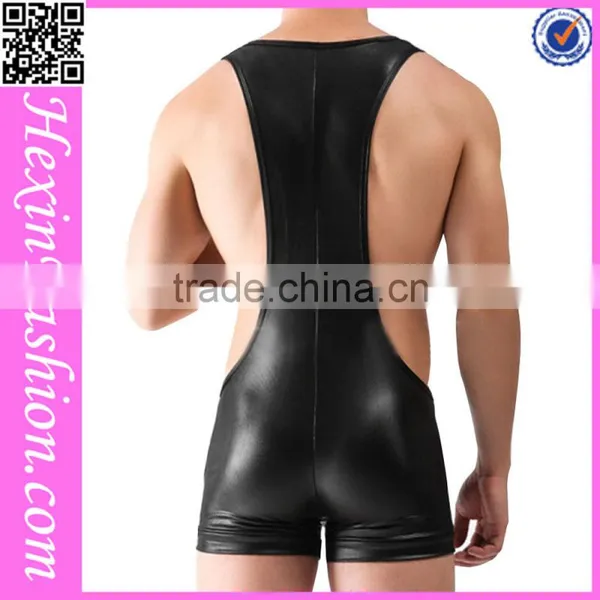 Black Men Leather Jumpsuit Club Wear NO MOQ photo-2