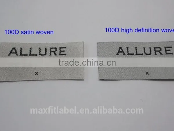 High Density Woven Label for Clothing, Satin Damask Woven Label With High Quality
