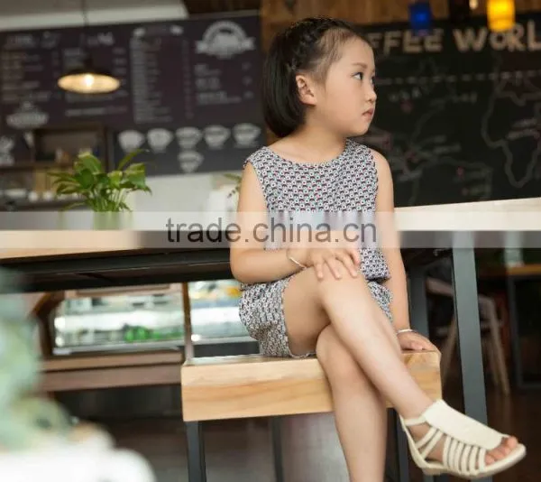 New Fashion Girl Sleeveless Set Chifon Blouse Set for Baby Girl Printed Flower Dress Jumpsuit photo-3