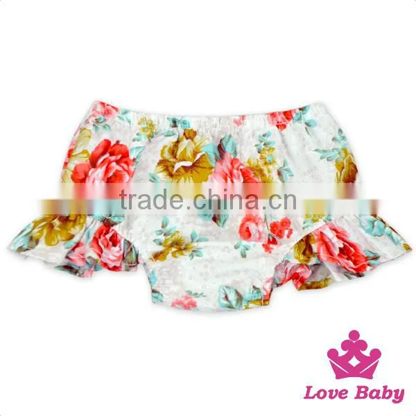 New Style Blowers Flower Printed Ruffle Baby Shorts Lace Stringy Selvedge Beautiful Babay Cloth Short Pants photo-2