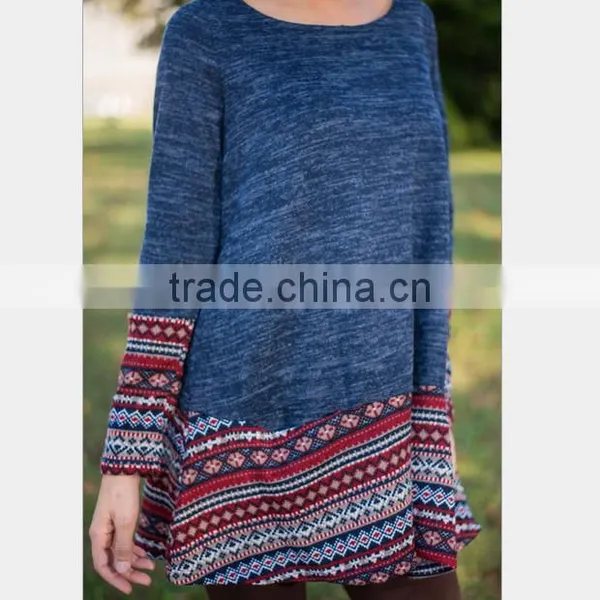 Walson Hot New European and American Ladies Stitching Long-sleeved T-shirt Dress Autumn photo-2