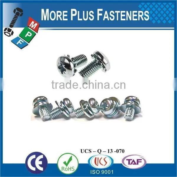 Taiwan M4-0.7 x 60mm DIN 964 Slotted Drive Oval Head Brass Machine Screw M3 M12 With Double Lock Washer Square Washer photo-5