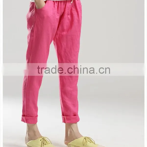 Woman Linen Slim Candy Pencil Pants photo-3