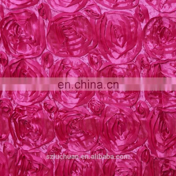 High Quality Home Textile Plum Satin Rosette Table Skirt Designs For Wedding photo-3