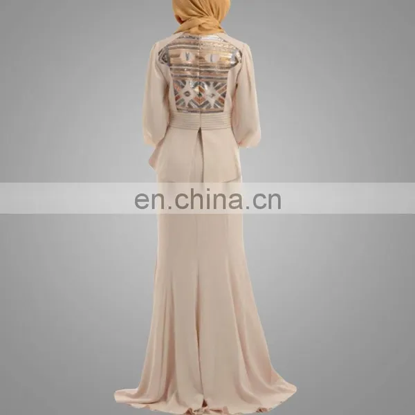 2016 Wholesale Jubah Malaysia Beaded Fashion Muslim Design Fancy Appliqued Muslim Jubah Baju Kurung Malaysia photo-3