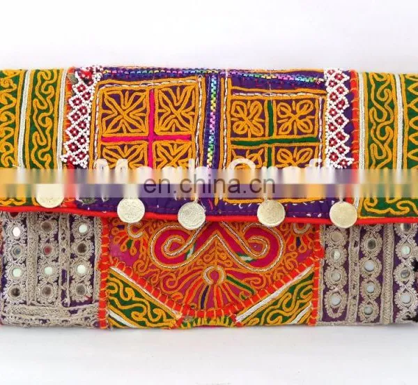 INDIAN BANJARA HIPPIE CLUTCH TRADITIONAL BOHEMIAN ETHNIC PURSE-AFGHANI BANJARA COIN CLUTCH PURSE photo-3