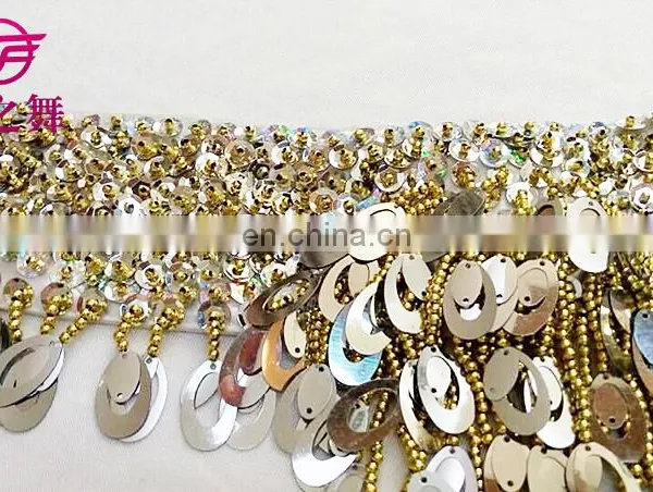 Y-2054 American Hot Sale Full Sequins Belly Dance Hip Scarf photo-3