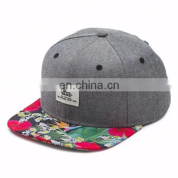 Fancy 5 Panels Custom Logo Snapback Cap and Hat With Leather Patch photo-3