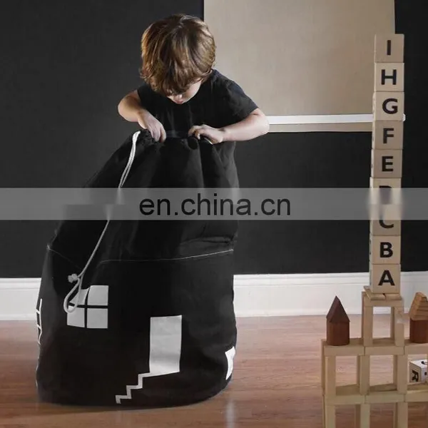 Kids Toy Storage Canvas Bags Duffle Storage Household Toy Bag With Drawstring Pouch Accessory for Toy Tent of Kids Room photo-4