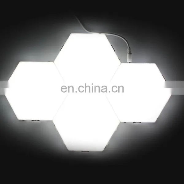2020 Amazon DIY Hexagon Light Electronics Touch Sensor Wall Decorative Hexagon Honeycomb Quantum Led Modular Light photo-3