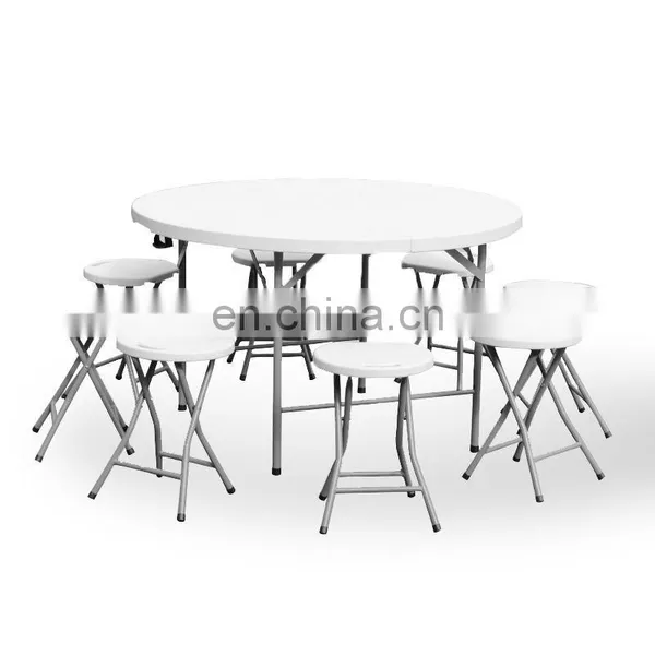 Portable White Round Dining Room Table Outdoor Camping Wedding Party Hire Plastic Folding Portable Picnic Table photo-5