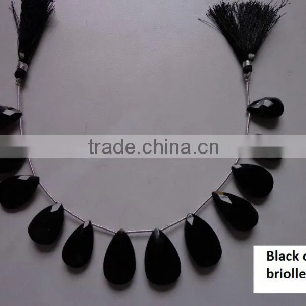 Blackl Onyx All Color Chalcedony Briollete Step Cut Drops Gemstones Cabochon Calibrated
