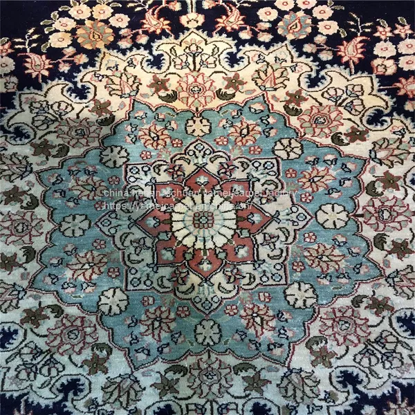 5x8ft Royal Blue Handmade Silk Persian Carpet for Sitting Room and Bedding Room photo-3