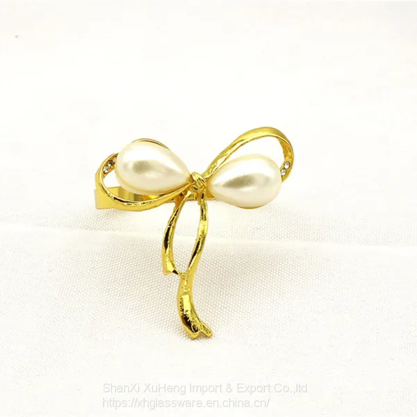 Gold Bow Knot Napkin Rings Buckles for Wedding Party Banquet Decoration Christmas photo-3