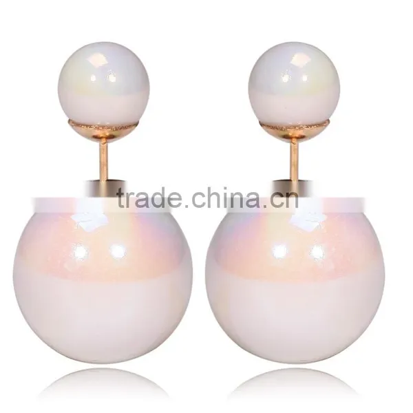 2016 Fashion Jewellery Trends Korea Colorful Double Ball Designs Stud Earrings photo-3