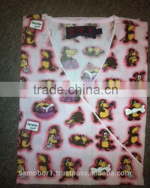 Contrasting and Printed Tops Nurse Uniforms For Sale photo-2