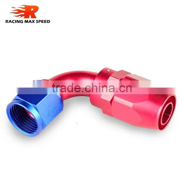 Aluminum Oil Cooler Fitting 90 Degree Resuable Hose End Fuel Line Hose End Fitting Adaptor Cutter Shape Blue and Red 40-090-10 photo-2
