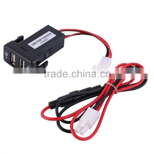 High Quality 12/24V Dual USB Ports Dashboard Mount Car Charger Adapter 5V 2.1A+1A For TOYOTA photo-6
