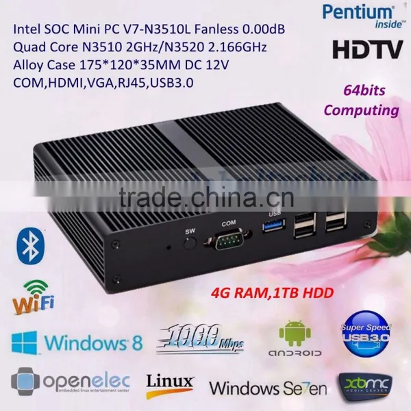Mini PC Desktop Computer With Pentium Quad Core N3510 N3520 HD Graphics 500G Harddisk 2G RAM photo-2